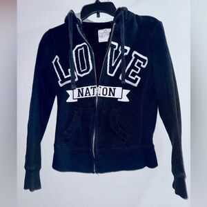 Reflex Black Zip-Up Hoodie with White LOVE NATION Graphic